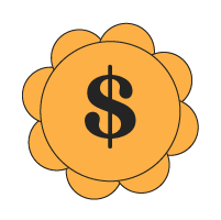 Flower icon with dollar sign
